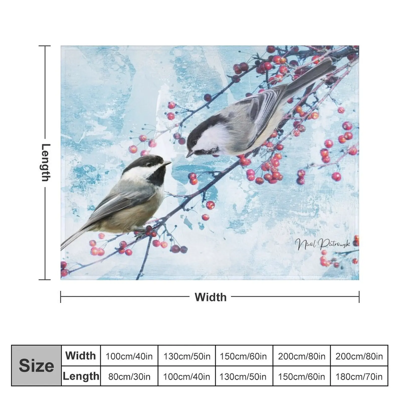 Chickadee Red Berry Modern Country Farmhouse Art A630 Throw Blanket Personalized Gift manga Blankets