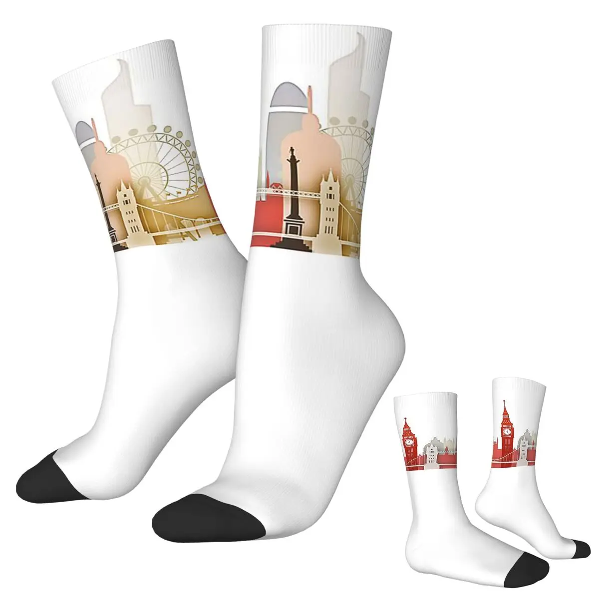 Londres meias harajuku meias absorventes de suor durante toda a temporada meias longas acessórios para presentes de natal unissex