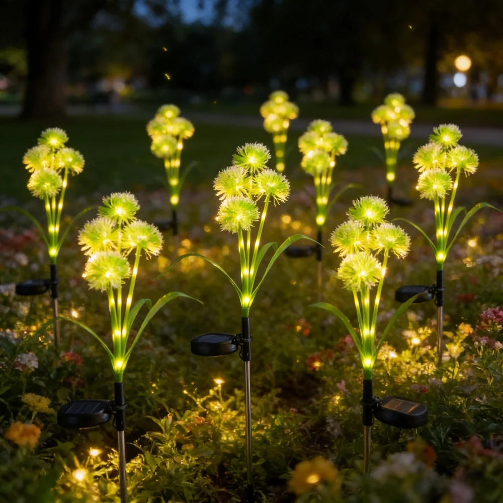 

1 шт. Солнечные садовые светильники-одуванчики с 5 головками, водонепроницаемые, для декора патио, двора, дорожек