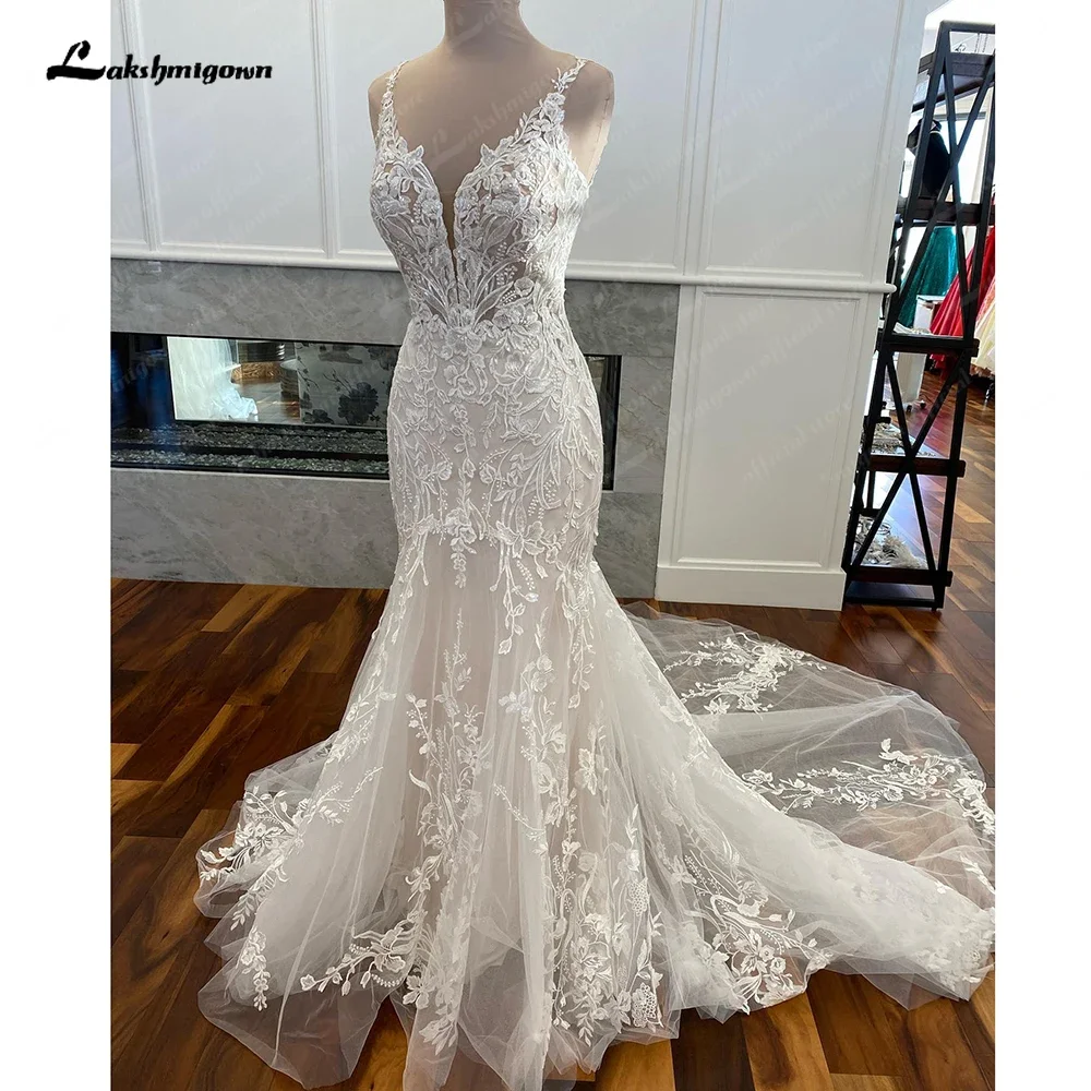 Yanshmigown-Robe de mariée sirène en dentelle pour femme, élégante, dos nu, bohème, patients, quelle que soit la robe de mariée, 2024