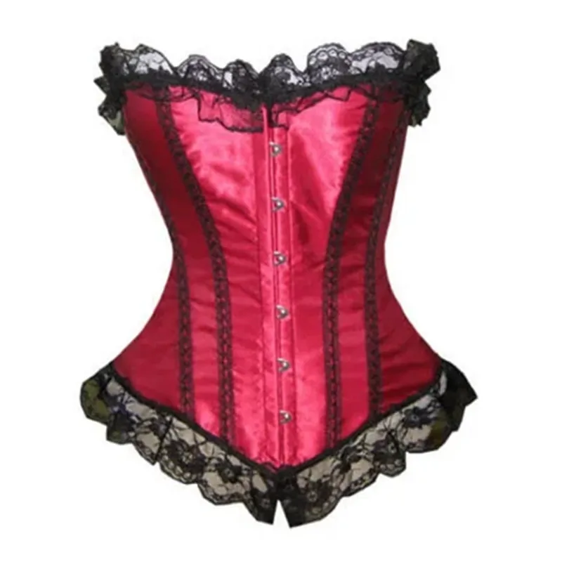 Womans Vintage Corsets and Bustiers Classic Palace Bustier Lace Trim Corsets Burlesque Outfits Fiesta Party Costumes Plus Size