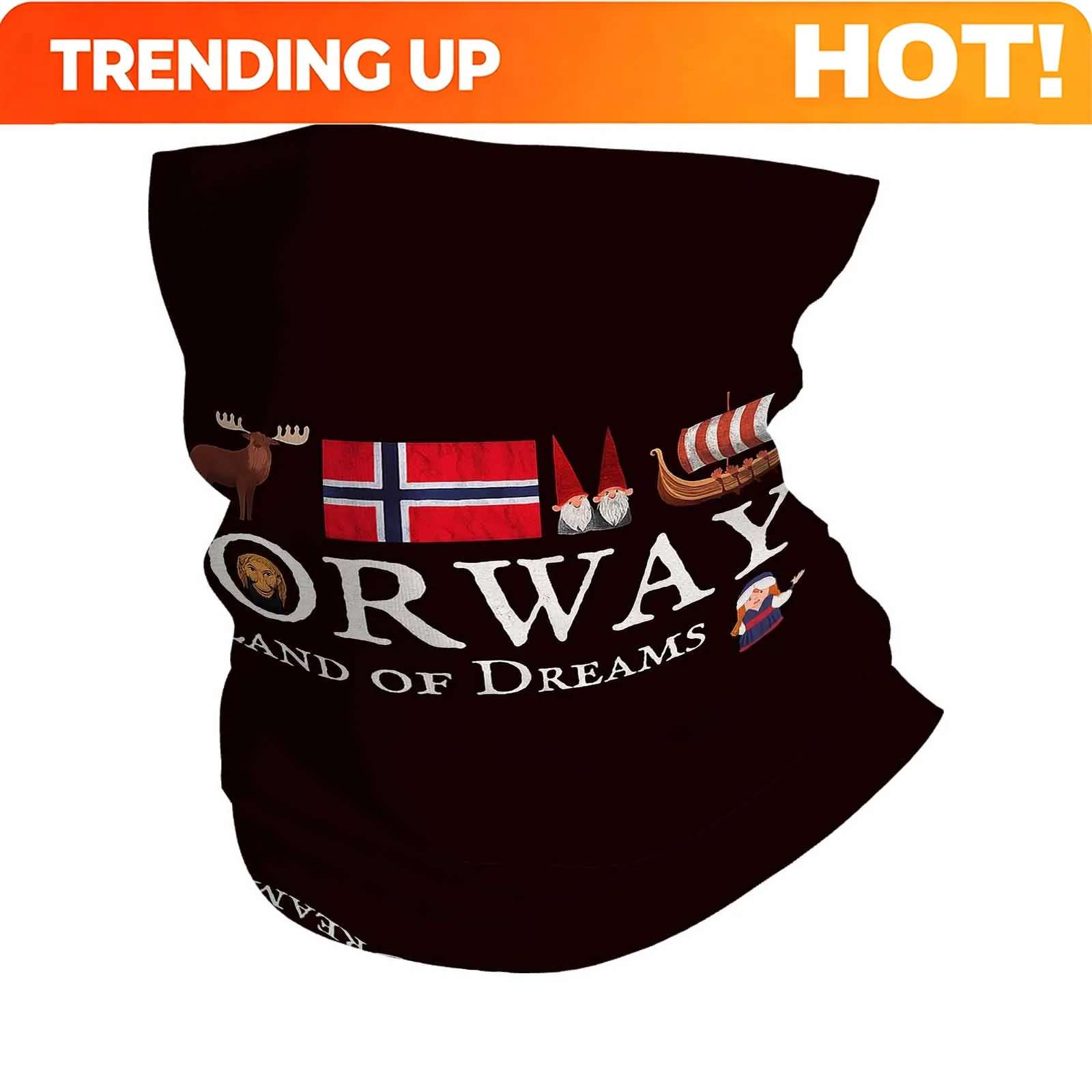 Customization Norway, Land Of Dreams, Travel Poster Novel Design Multi Functional Print Scarf Suitable Outdoor Men Women