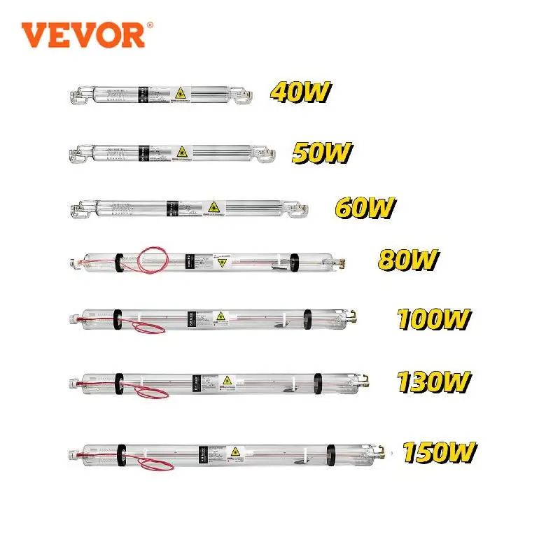 VEVOR Tube Laser CO2 Puissant 150W 130W 100W 80W 60W 50W 40W Longueur de Verre 700-1830mm Diamètre