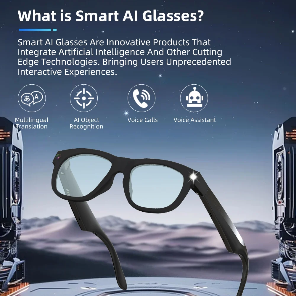 

Интеллектуальные очки AI Перевод в реальном времени AI Разговорные AI Распознавание объектов Bluetooth Очки с изменением цвета