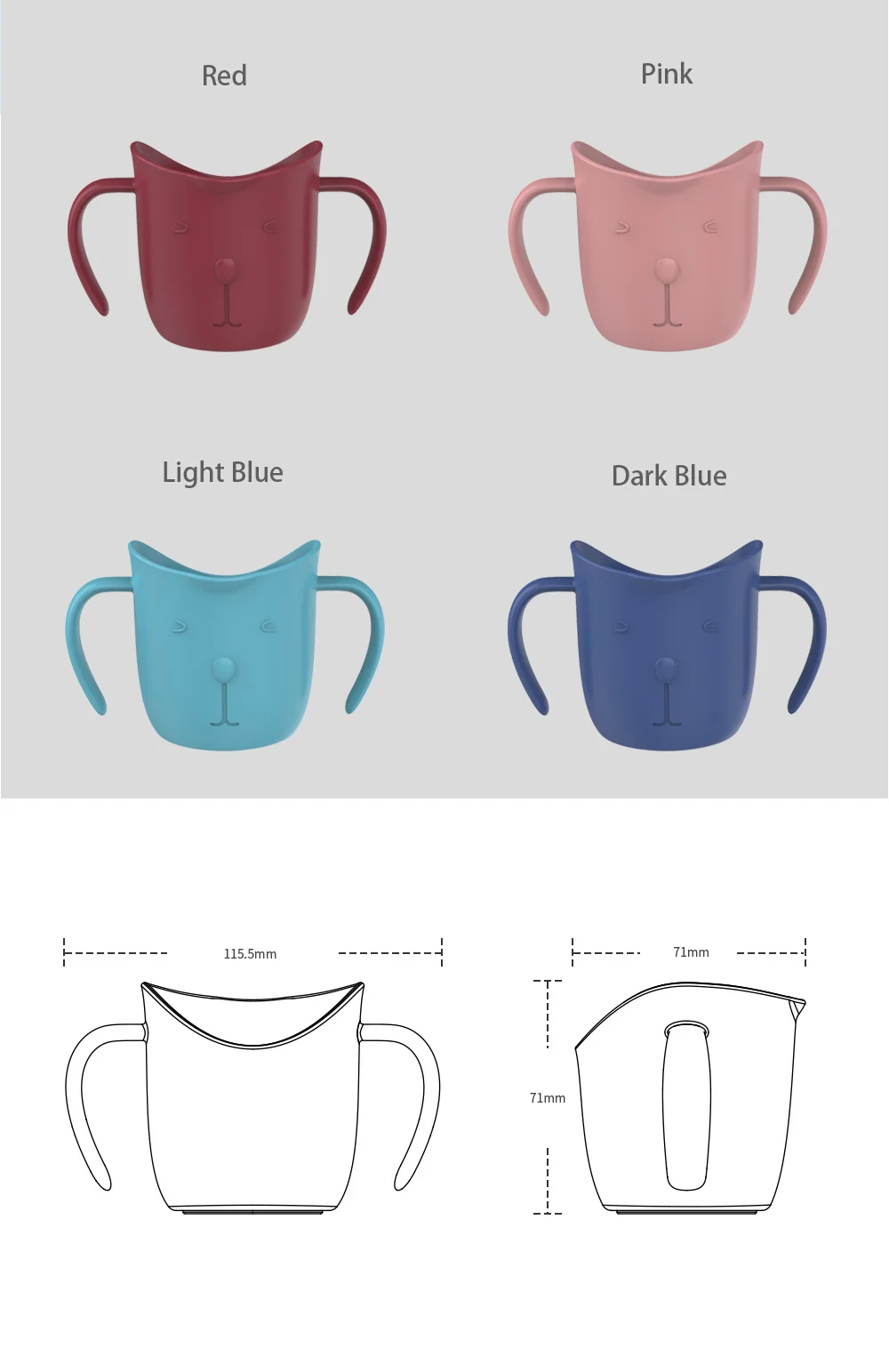 BPA Free Baby Cup Leak-Proof Infant Learning Drinking Cup Anti-Fall Baby Children Drinking Cup Solid Color Portable