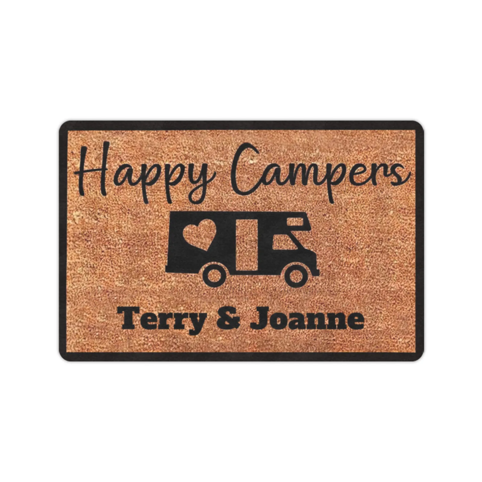 Personalized Happy Campers Doormat Outdoor Indoor 5th Wheel Camper Front Door Mat Entry Rug Rubber