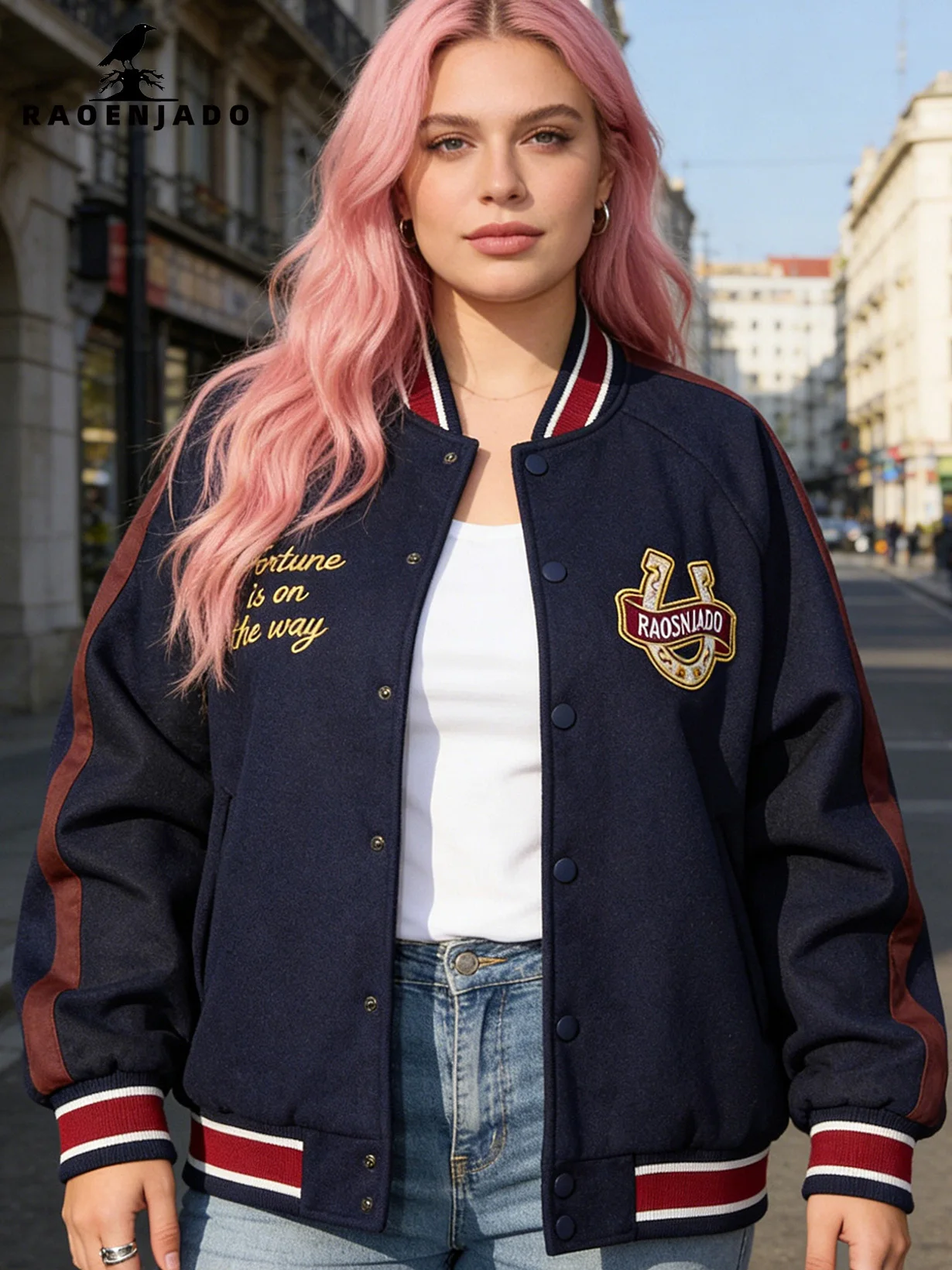 

Women's Varsity Jacket Plus Size Vintage Embroidery Baseball Uniform Bomber Outdoor Streetwear Spring/Autumn New in Jacket