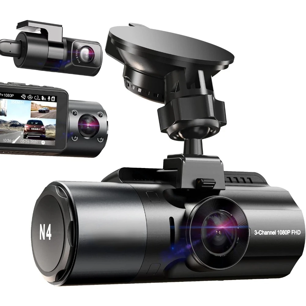 Channel Dash Cam, 4K+1080P Front and Rear, 1440P+1440P Front and Inside, 1440P+1440P+1080P Three Way Triple Car Camera