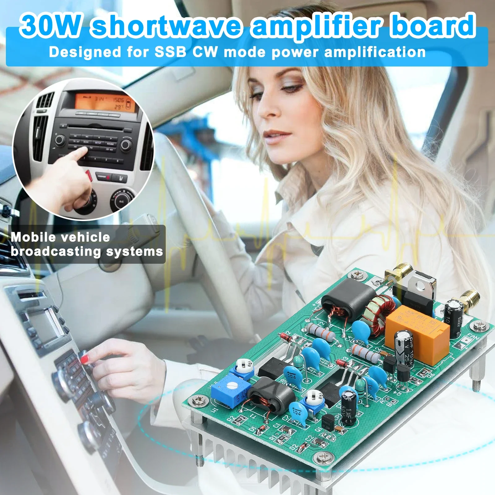 30W 3-28MHz Shortwave Power Amplifier Board CW SSB Linear High Frequency Power Amplifier Finished Board Tools