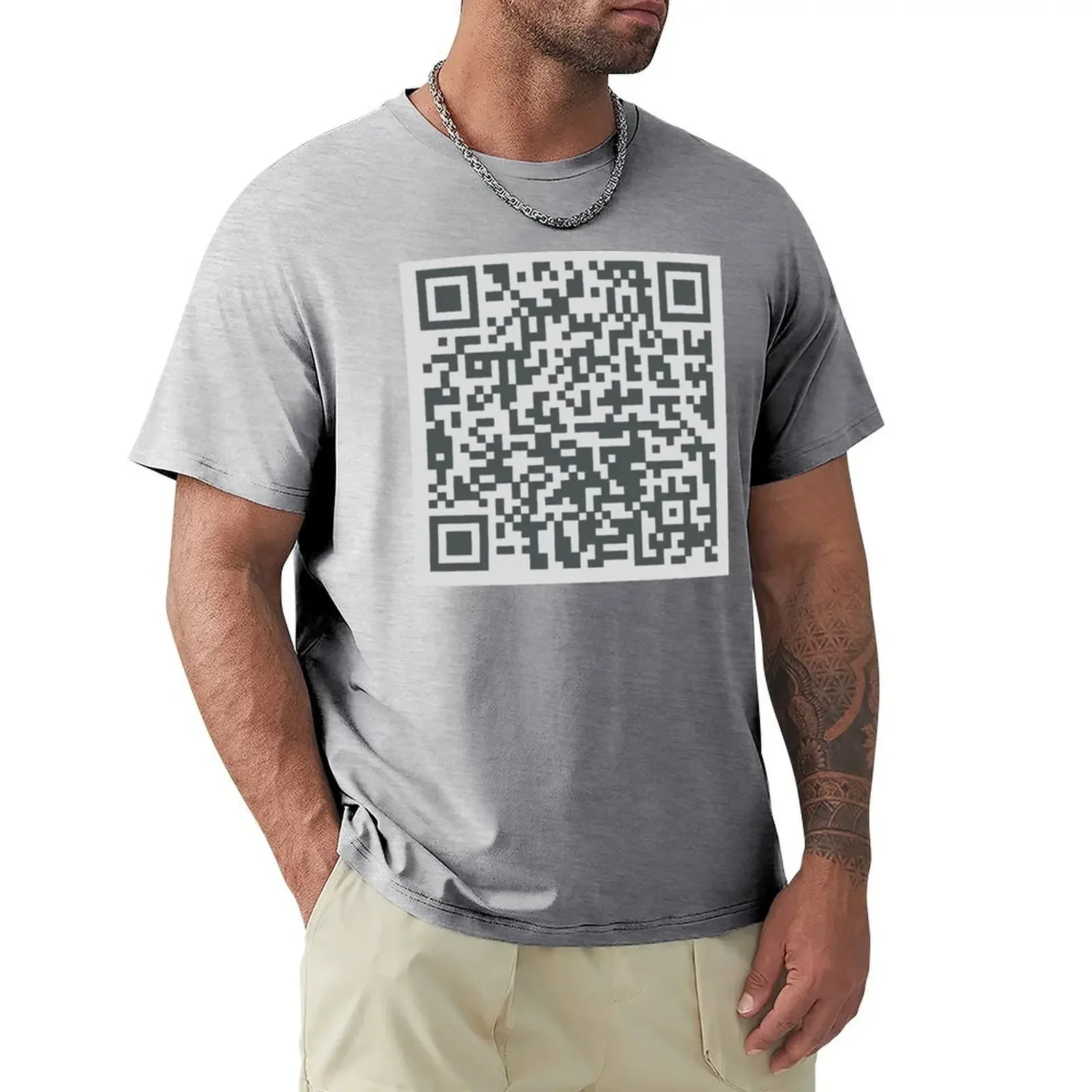 Roll QR Code T-shirt RickRoll'D Never Gonna Give You Up Funny   Prank  Blouse vintage t shirts for men cotton