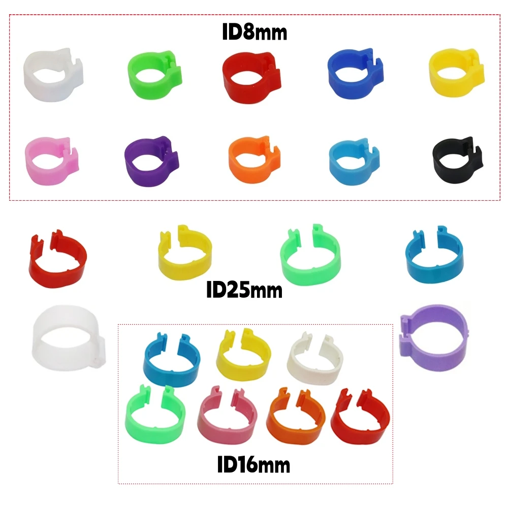 100Pcs Plastic Chicken Foot Rings ID8/16/25mm Poultry Duck Goose Pigeon Buckle-Type Identification and Management Leg Labels