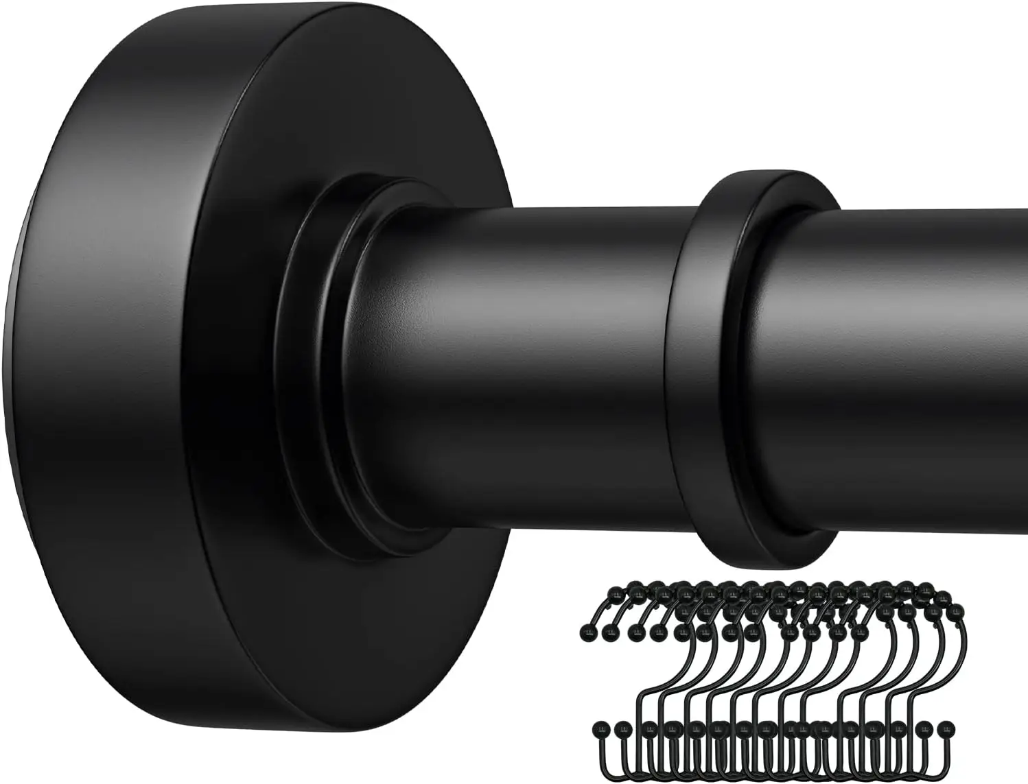 

Черный душевой штанг-держатель с 12 крючками, 18-72 дюйма, устойчивый к ржавчине, регулируемый пружинный штанг-держатель, без сверления - для использования в B-серии