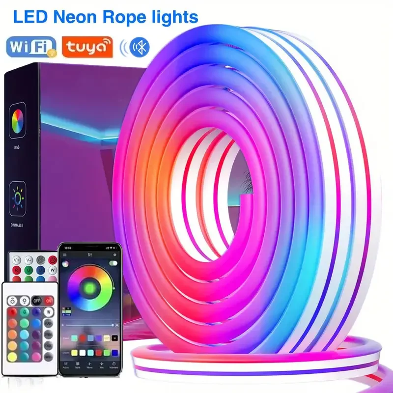 5V USB RGB Neon LED Strip 1M 2M 3M 5M RGB Neon Tape With TUYA Bluetooth App and Remote Control For Sign Neon Decoration Lighting