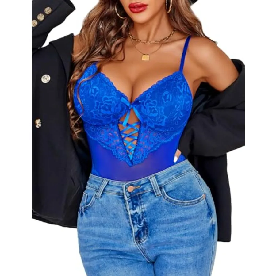 

Avidlove Lingerie for Women Lace Bodysuit Teddy V Neck One Pcs Mini Babydoll Sleepwear