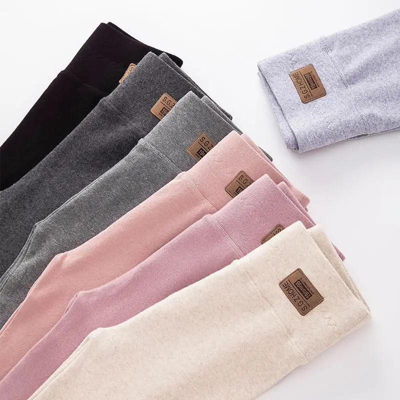 Kids Girl Leggings High Waist Elastic Cotton Kids Leggings Solid Girls Skinny Pants Comfortable Wearable Kids Trousers Clothing