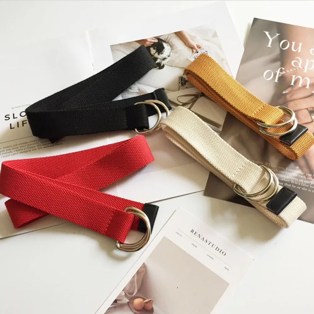 Canvas Riem Duurzaam Eenvoudig Te Gebruiken Dubbele Ronde Gesp Mannen Riem Mode Casual Riem Jeans