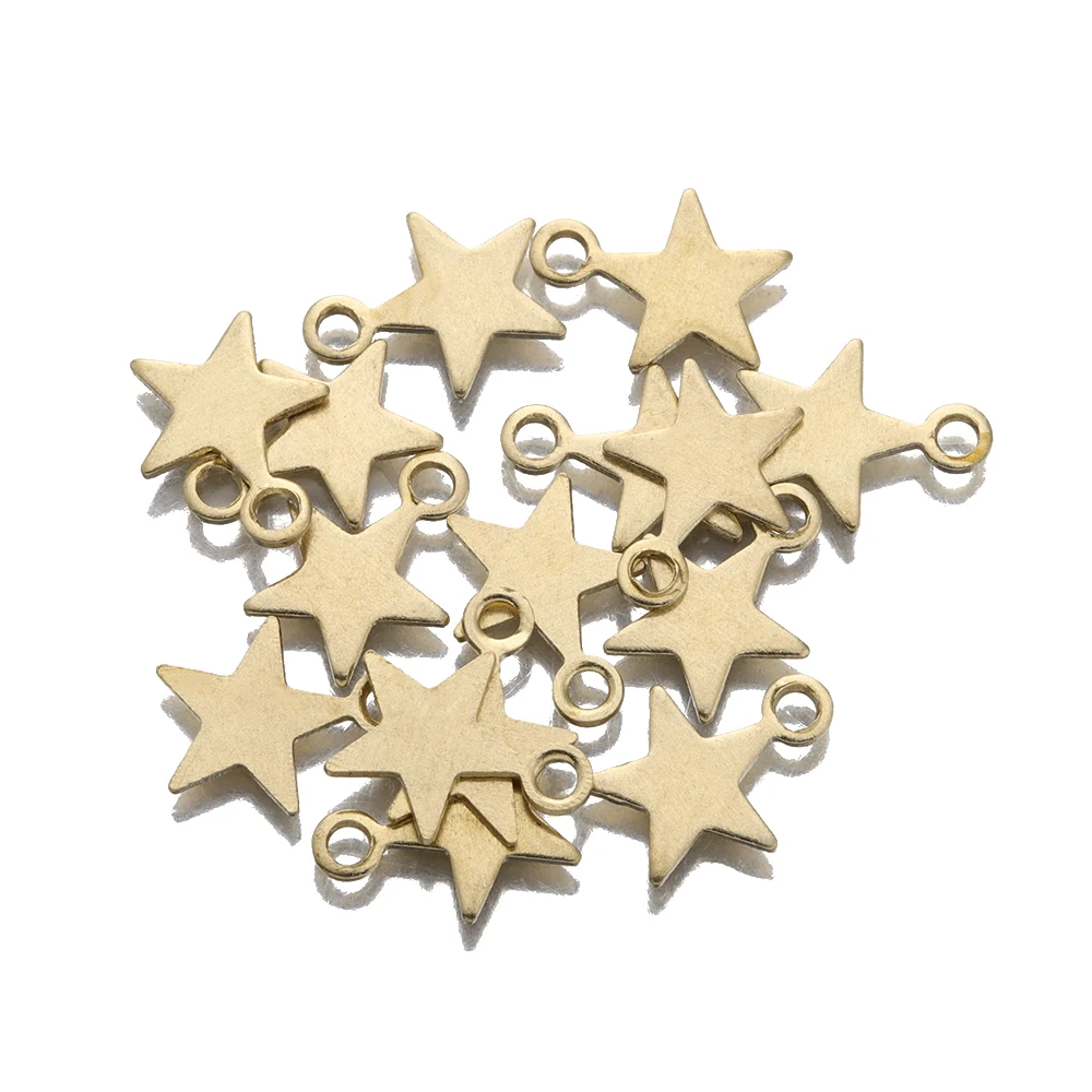 

100Pcs Raw Brass Star Charms Mini Five-pointed Star Charms Stamping Tag Pendant For Diy Bracelet Earring Jewelry Making Findings