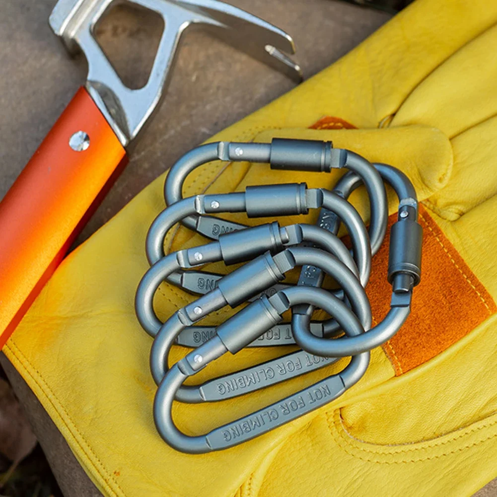 LLavero de mosquetón para mochila de 5 piezas, aleación de aluminio, anillo en D, hebilla de bloqueo, gancho, herramientas de escalada