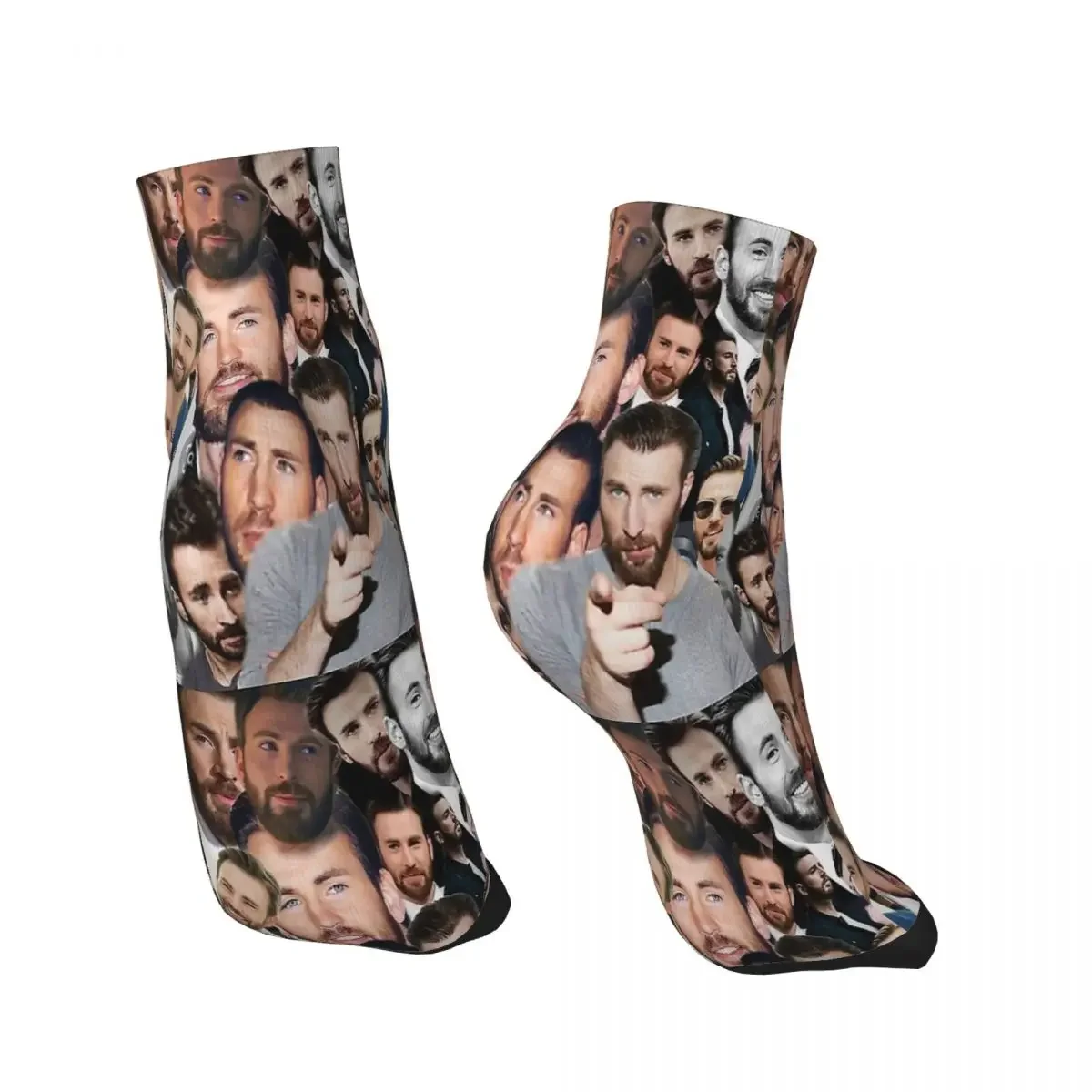 Chris Evans Collage Ankle Socks Male Mens Women Spring Stockings Printed