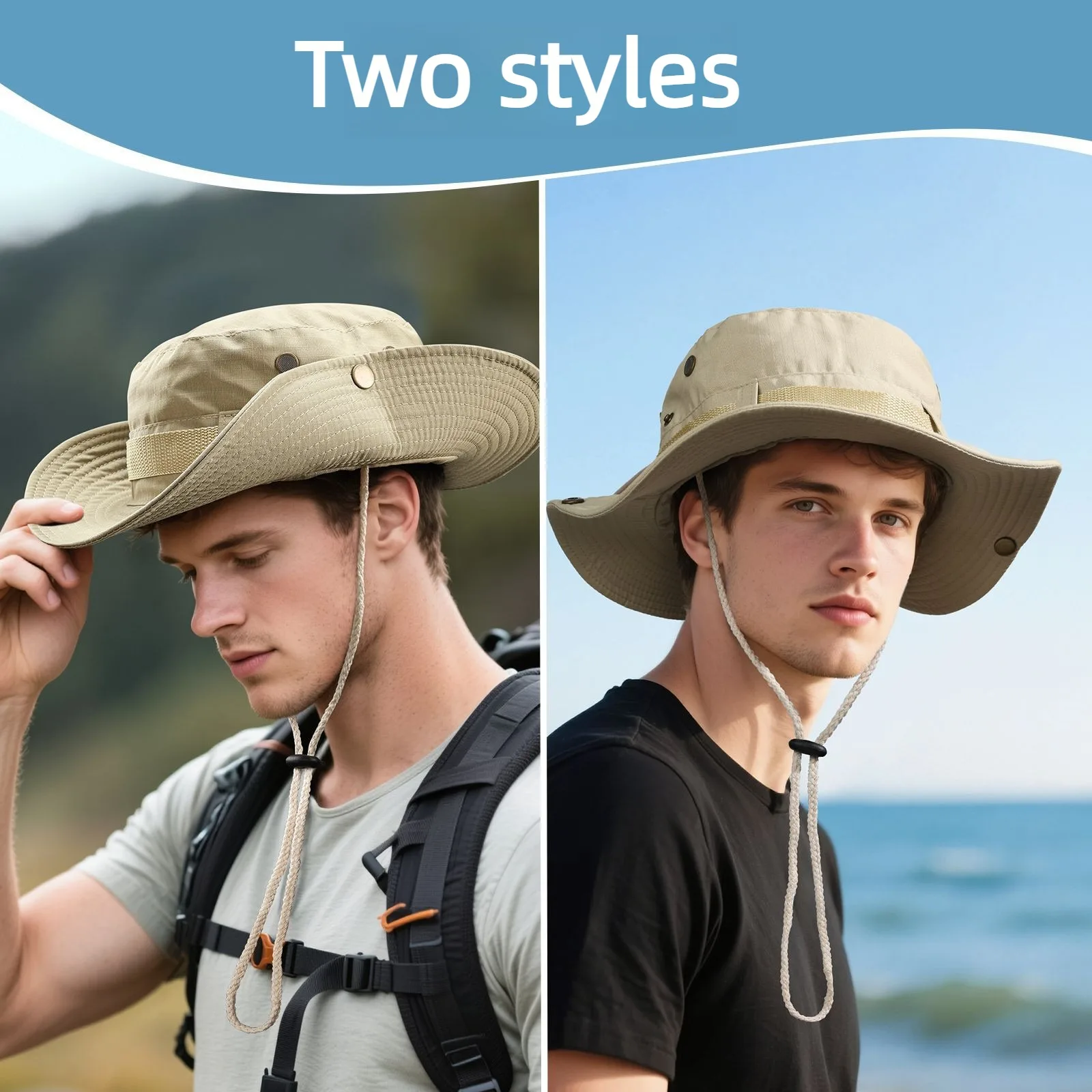 Unisex Boonie Hat Summer UV Protection Bucket Hat Wide Brim Sun Hat Outdoor Hiking Mountaineering Fishing Casual Round Brim Fish