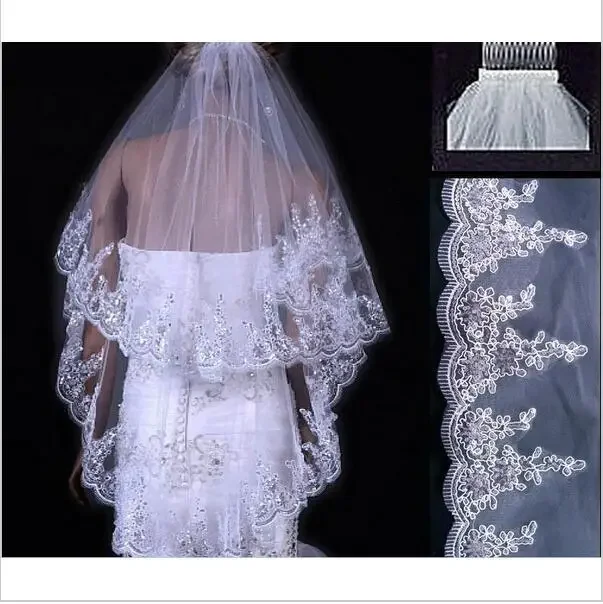 

Two Layears White Ivory Bridal Veil Short Tulle Veils Wedding Accessories 2025