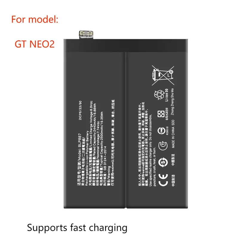 

for Realme GT NEO2 mobile phone battery BLP887 Supports fast charging + tool