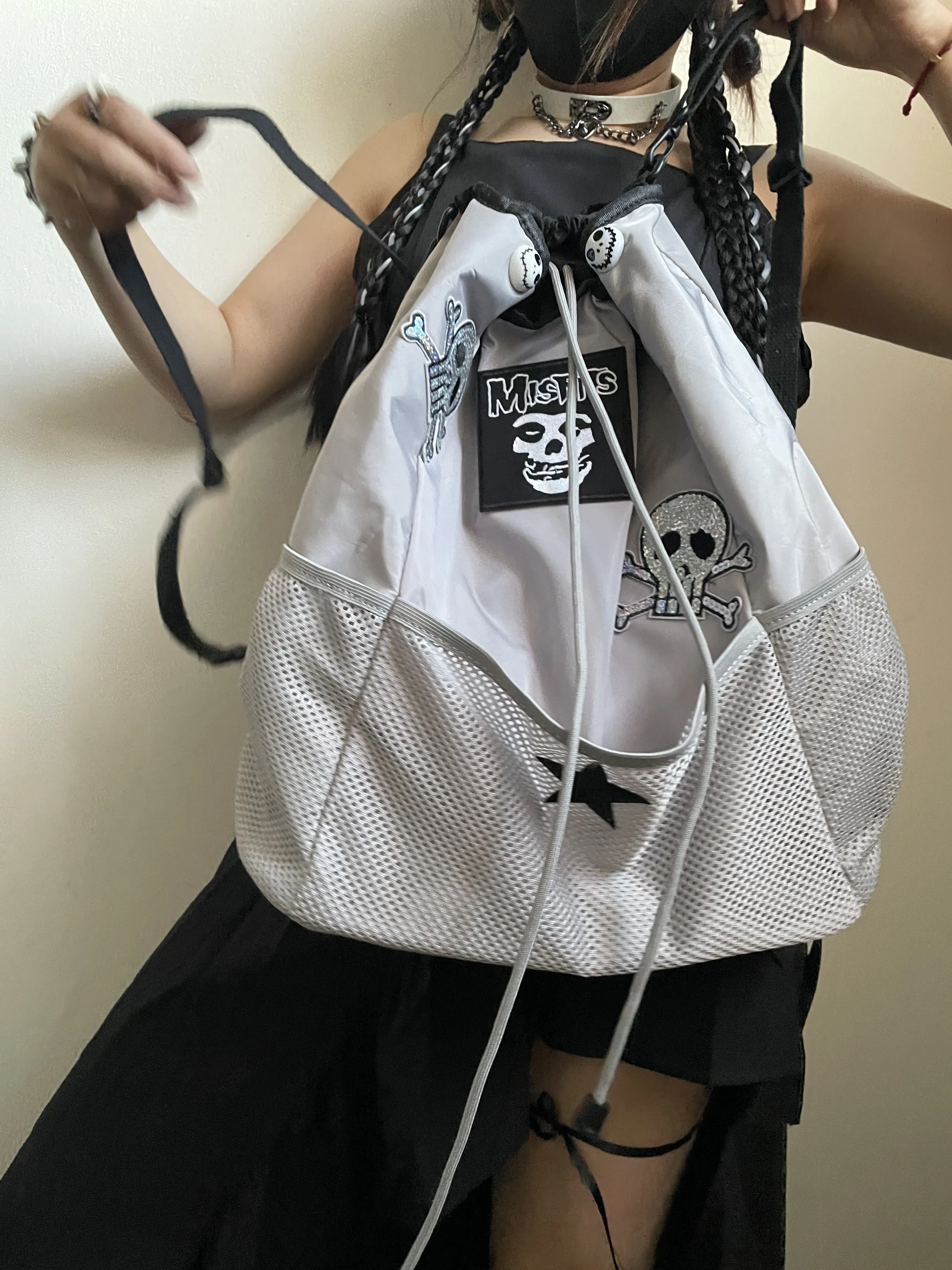 Bolsas de ombro de couro para mulheres, bolsas vintage Harajuku Punk, bolsa mensageiro bordada, bolsas de alta capacidade para meninas, Y2K