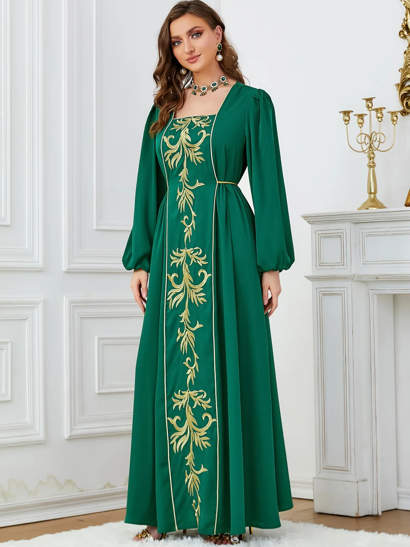 Morocco Abayas Arab Embroidery Long Robe Women Party Eid Muslim Dresses Jalabiya Ramadan Dubai Kaftan Islam Lace Up Vestidos