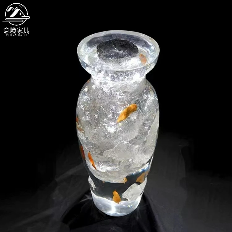 

LTT Sculpture Ornament Art Ice Sculpture Vase Resin Crystal Acrylic Transparent Ornament