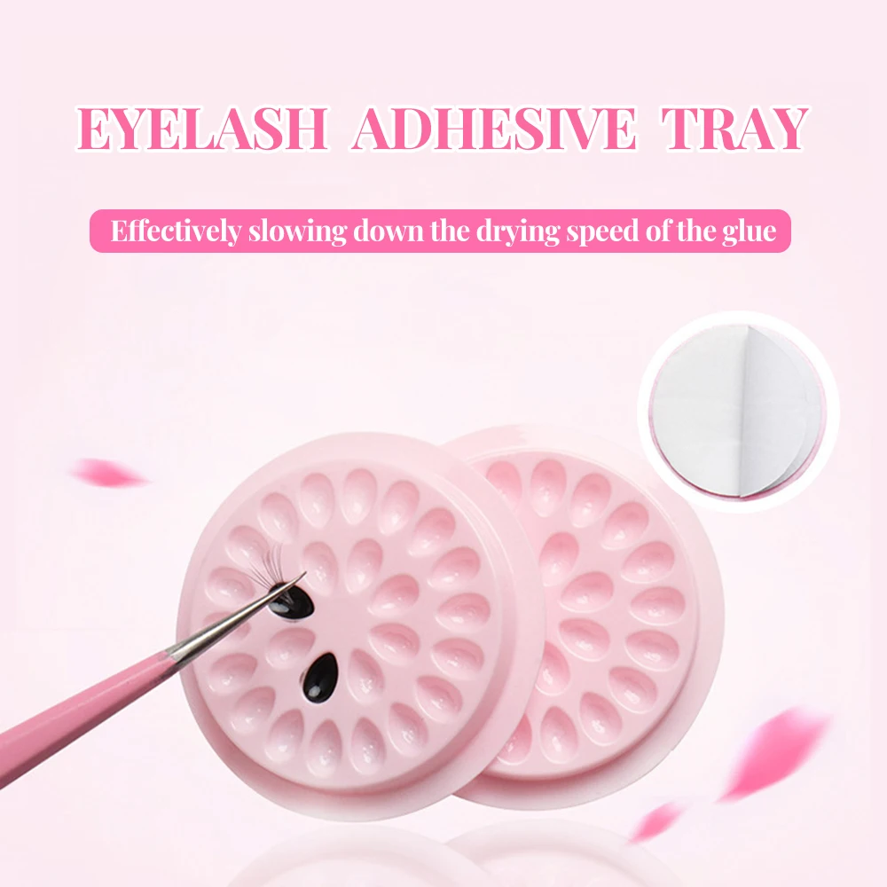 10/50/100pcs Disposable Eyelash Glue Holder Plastic Flower Sticker Glue Adhesive Pallet For Eyelash Extension Makeup Tools