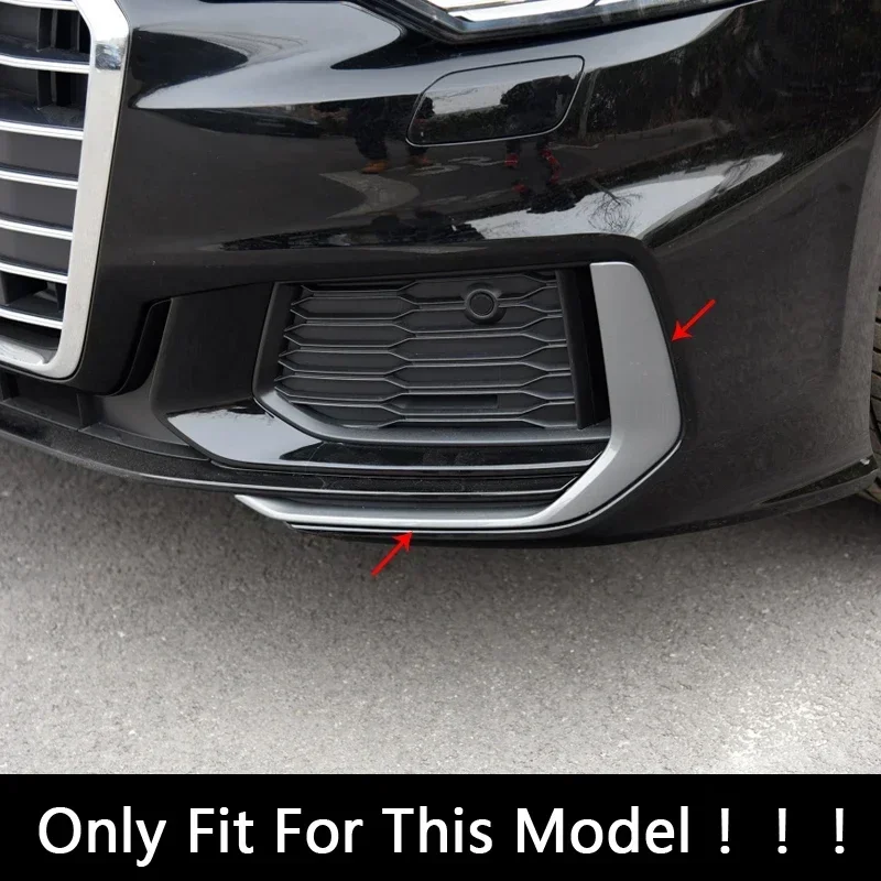 

For Audi A6 C8 2019 2020 2021 Car Front Fog Lights Lamps Stickers Frame Cover ABS Chrome Trim Decoration Auto DIY Accessories