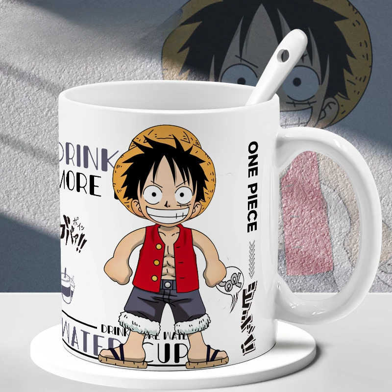 

New One Piece Kawaii Cartoon Animation Peripheral Luffy Chopper Zoro Usopp Ceramic Mug Coffee Water Cup Holiday Gift Wholesale