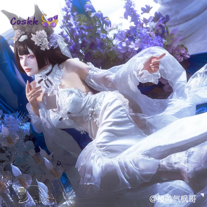 Game Azur Lane Amagi Cosplay Costume White Sexy Wedding Dress Uniform Halloween Carnival Party Women Clothes New