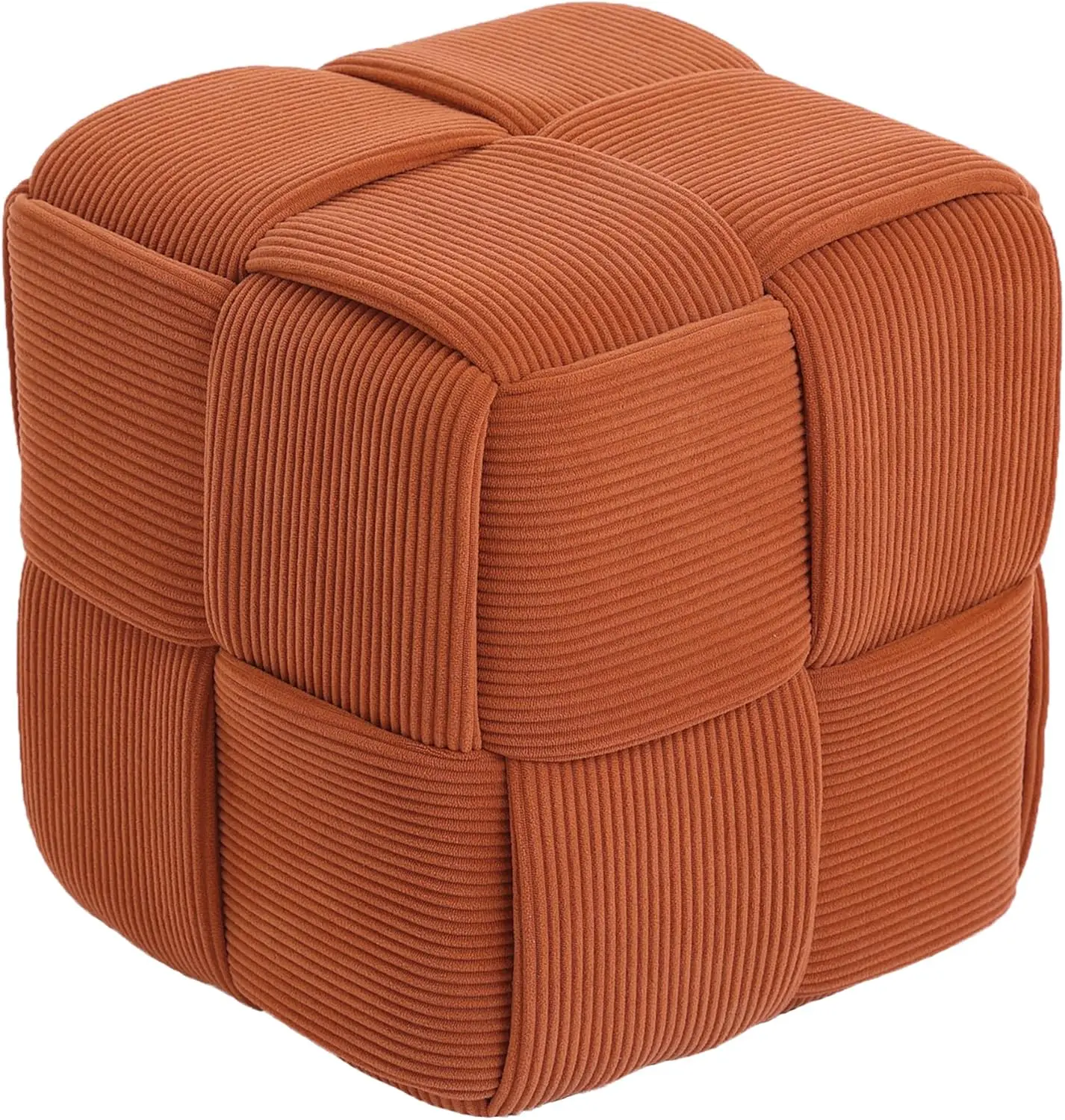 

Soft and Comfortable Ottoman Square Foot Rest with Corduroy Woven Design in Orange, Perfect for Sofa Stool