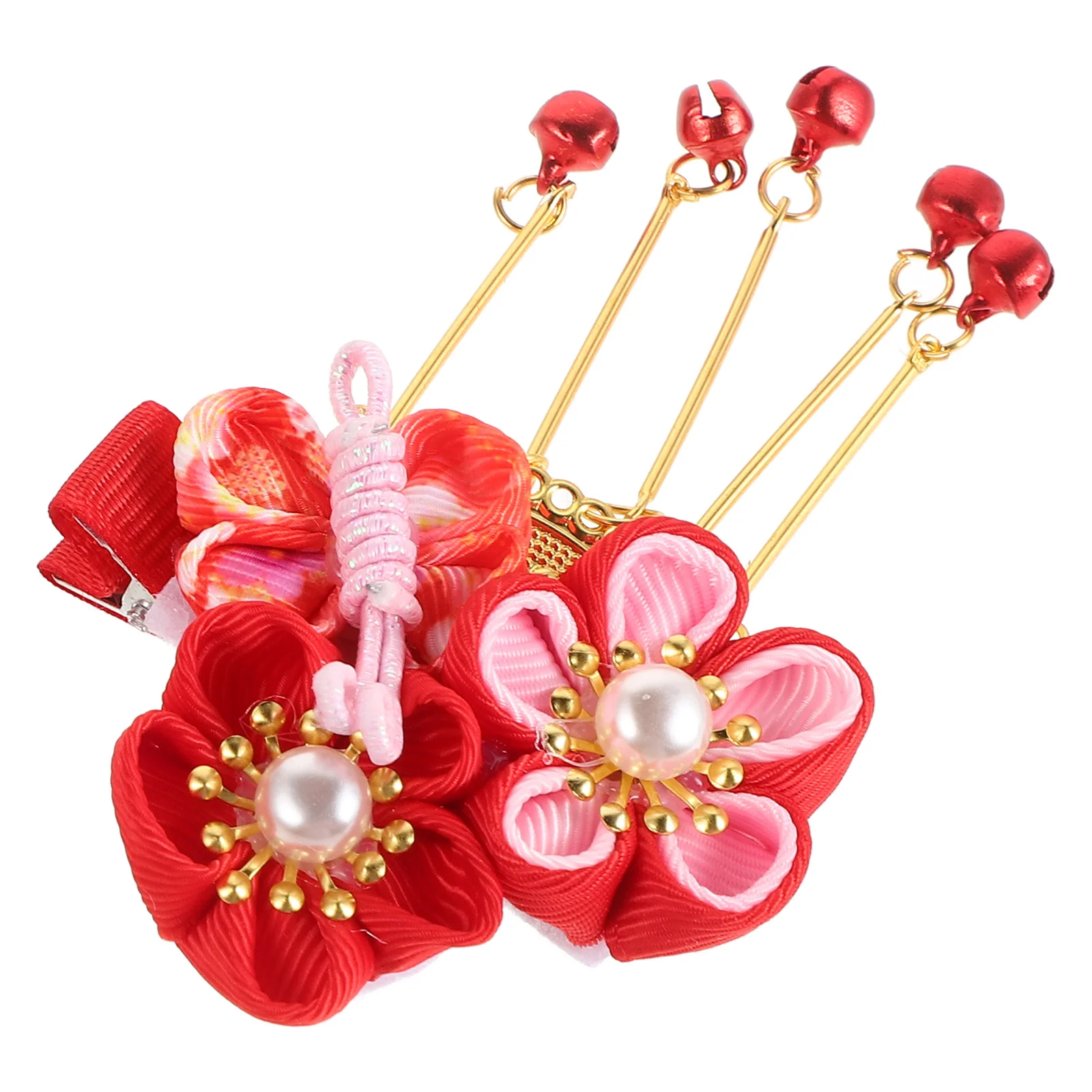 Japanese Style Hair Clip Pattern Barrette Archaistic Tassel Hairpin Headwear Hair Accessories for Girls Women (Red)