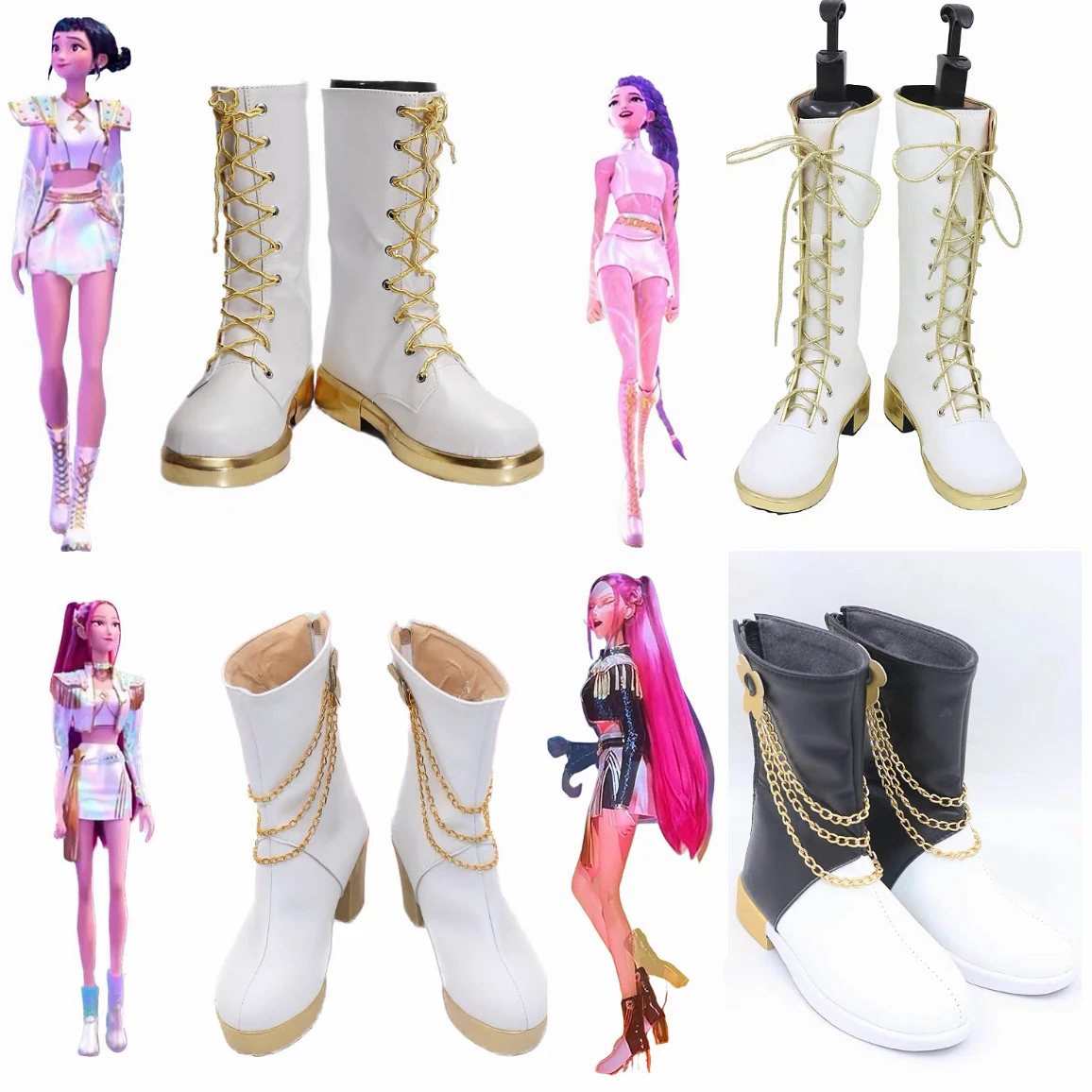 Anime k-pop chasseurs de démons Huntrix Rumi Mira Zoey Cosplay chaussures danse scène Performance bottes Halloween carnaval fête de noël