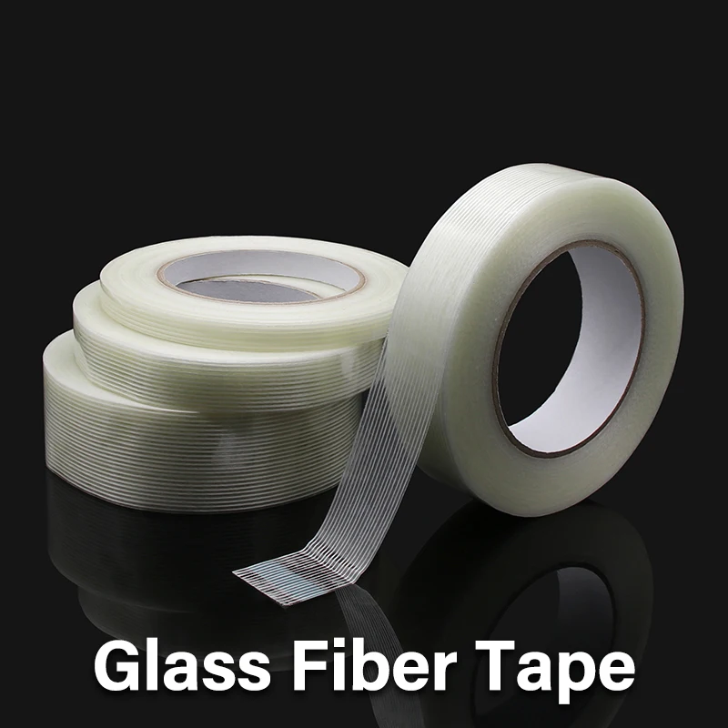 50m/roll Strong Glass Fiber Tape Industrial Strapping Packaging Fixed Seal Transparent Striped Single Side Adhesive Tapes