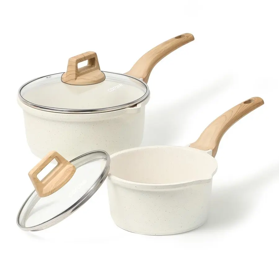 

1.5Qt amp 3.0Qt Sauce Pan Sets with Lid Cooking Pots Nonstick Saucepans Cookware Set with Pour Spout Small Kitchen Pot, Inductio