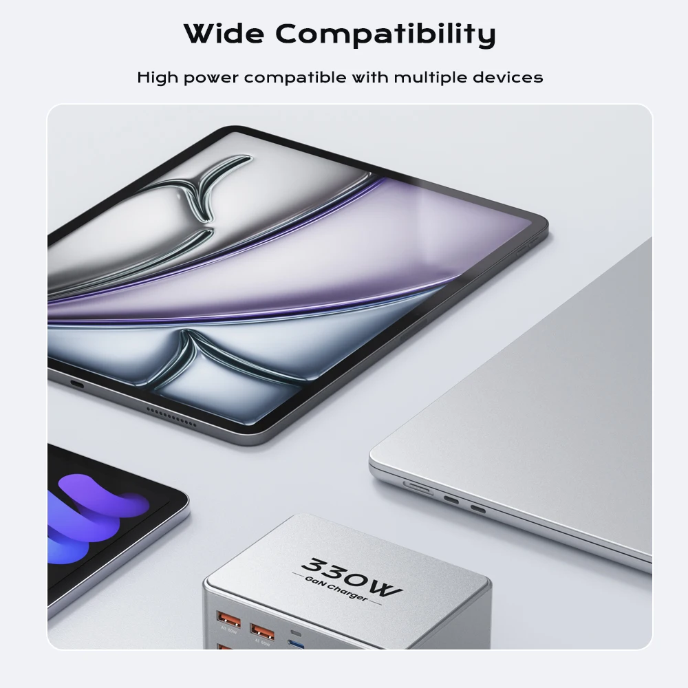 330W GaN USB C Charger 10-Port Desktop Charger Type C 100W PD3.0 PPS QC3.0 Fast Charging for MacBook Tablet Samsung iPhone 15 16 - náhled 6