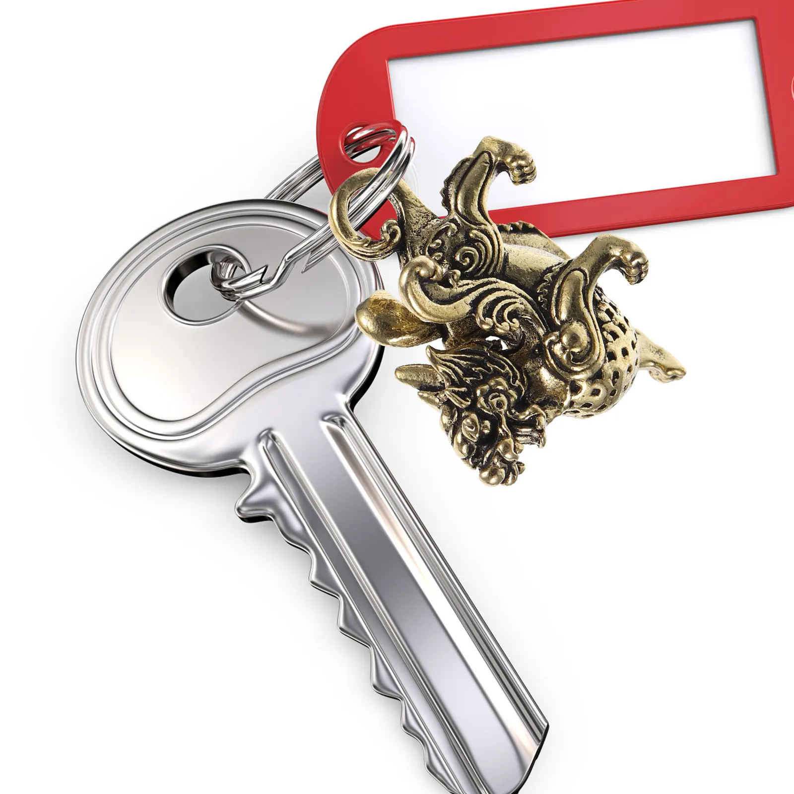 

4Pcs Copper Pixiu Pendant Multifunctional Keychain Decor Small Lightweight Portable Design Suitable Office Bedroom Gifts