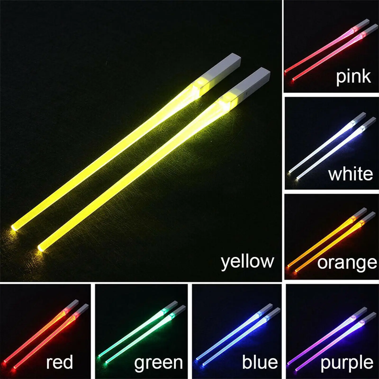 LED Glowing Chopsticks Premium Reusable Light Saber Mini Chop Sticks for Unique Gift and Event Decor