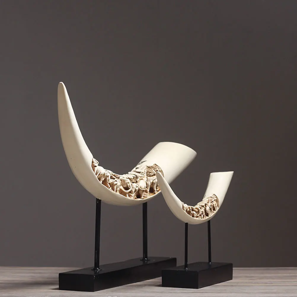 

Artificial Ivory Decor Resin Material Desktop Ornament for Living Room Bedroom Indoor Space Happy Atmosphere Ivory Model