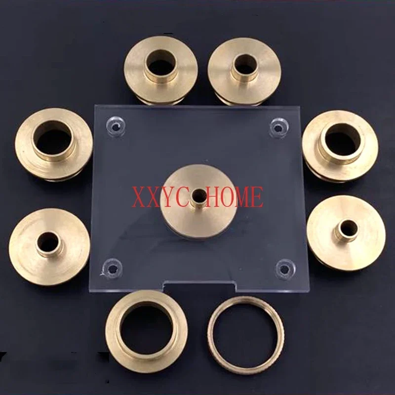 Set of Round Base Plate + 10PCS Brass Router Template Guide Bushings With Drilled Holes