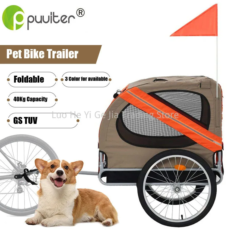 20 Inch Pet Bike Trailer, Alu Rim Rubber Tyre Wheels And Steel Frame Bicycle Cart Dog Carrier