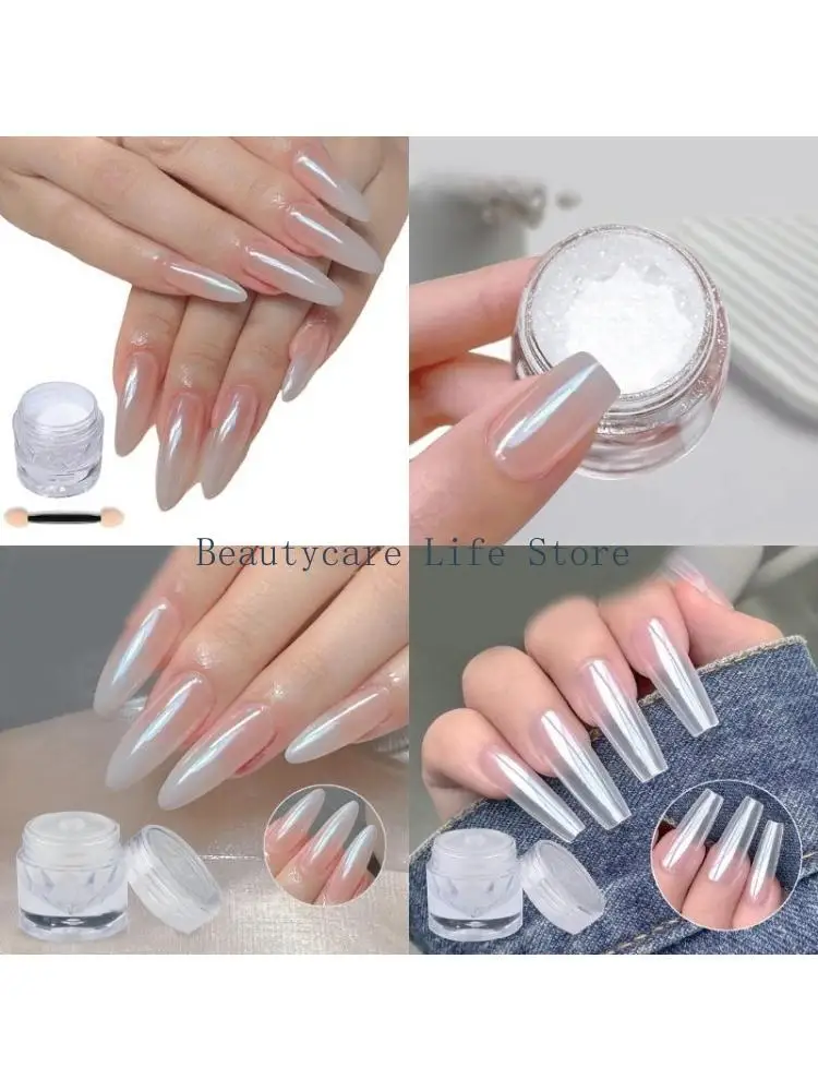

652C Nails Art Powder Mirrored Effect Pigment Powder White Chrome Powder
