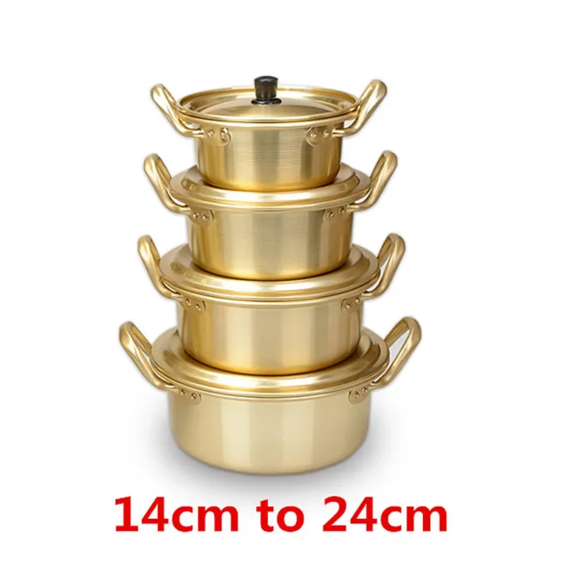 Koreanischen Stil Ramen Nudeln Gold Topf Aluminium Suppe Hot Pot Oxidierte Beschichtung Nudeln Mike Ei Suppe Kochen goldene Küche Kochgeschirr
