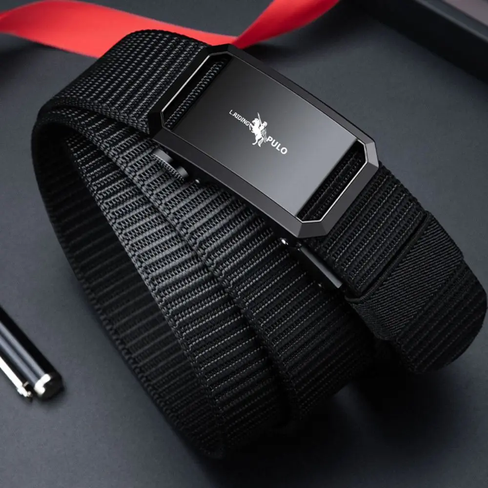 

1PC Men Business Luxury Brand Quality Canvas Belt Black Automatic Buckle Belt Casual Simple Wild Style Trendy Jeans Belt