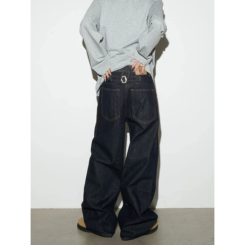 

YIBASHU Women's Blue Denim Pants Y2K Baggy Wide Fit Jean Japanese Harajuku Grunge Stacked Jeans Kpop 2000s Punk Boyfriend New