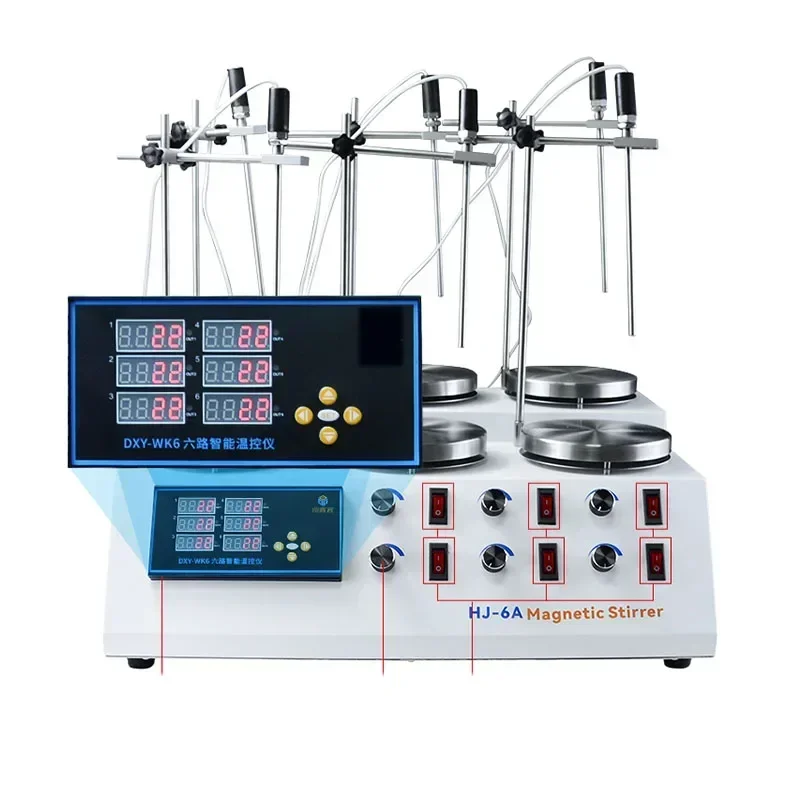 Agitador magnético aquecido display digital temperatura constante agitador magnético laboratório 246 multi-unidade coletor misturador de banho de óleo