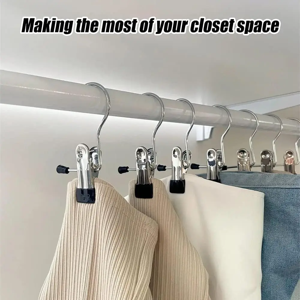 360° Rotating Stainless Steel Hanging Clip Portable Space-saving Single Clip Hanging Clip Suitable for Wardrobe and Travel